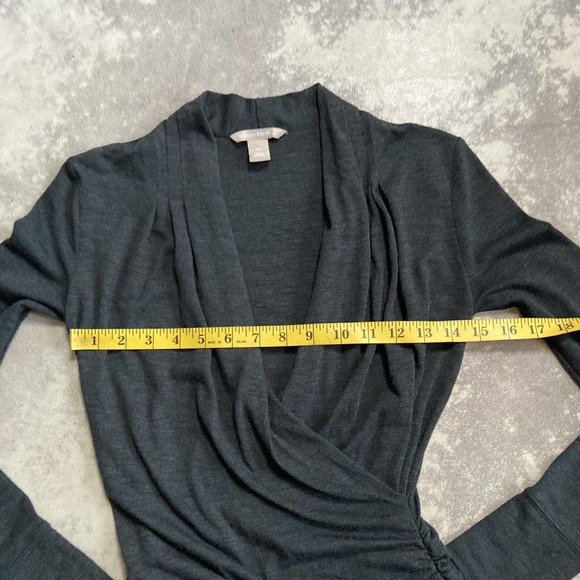 Banana Republic Dark Gray Casual V Neck Dress Side Ruching Size XS - Picture 3 of 10